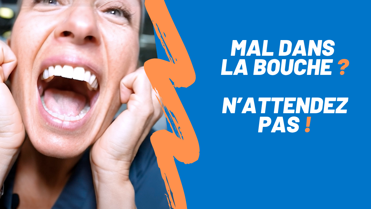Une femme qui crie d'une douleur dans la bouche pour illustrer une vidéo sur ce problème